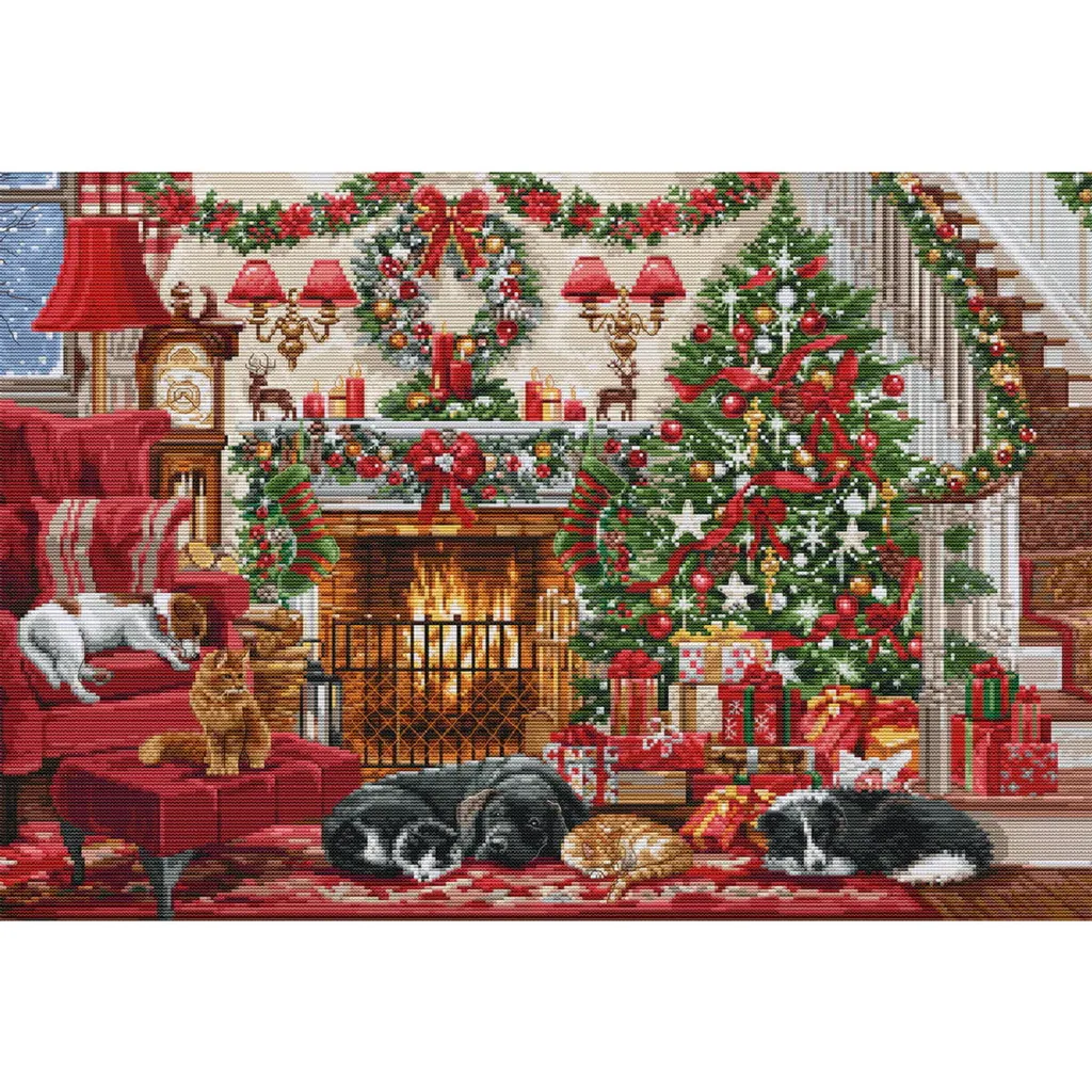 Luca-S Kit Broderie Point de Croix Cheminées Confortables B2354 49x33cm