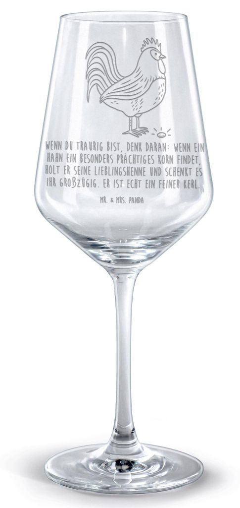 Mr. & Mrs. Panda glas für rotwein Hahn Korn - Transparent - Geschenk, Rotweinglas mit Gravur, weinglas graviert, Natur, wein, Eier, Bauernhof, Kel...
