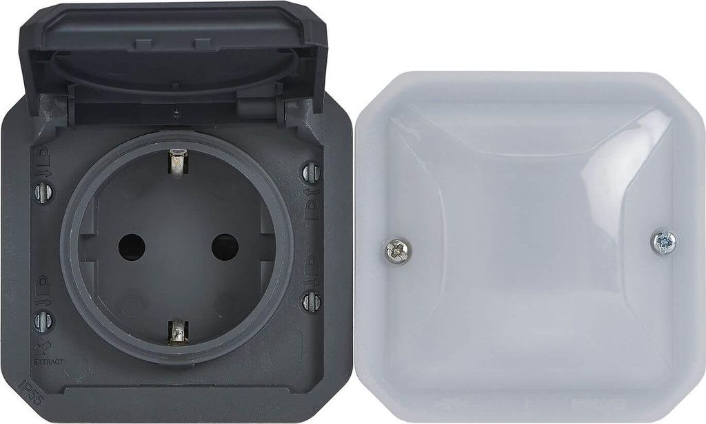 Legrand PLEXO New Connected Feuchtraum Steckdose, Smart-Home, Aufputz Steckdose Home+Control-App, IP44 staub- und schmutzbeständig, anthrazit 069897L
