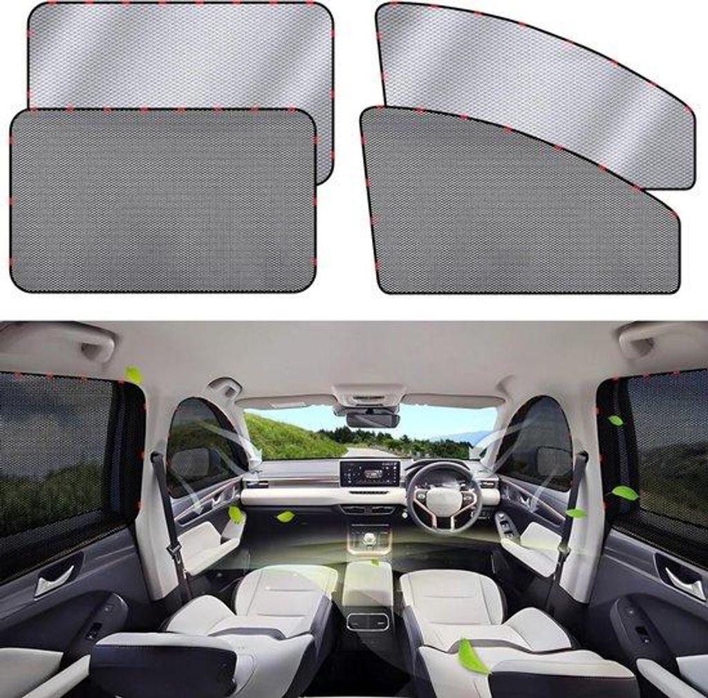 Kindersonnenblende für Auto - 4 magnetische Sonnenblenden für Auto - UV-Schutz - Hitze- und Sonnenschutz für Auto - Seitenfenster-Sonnenblende
