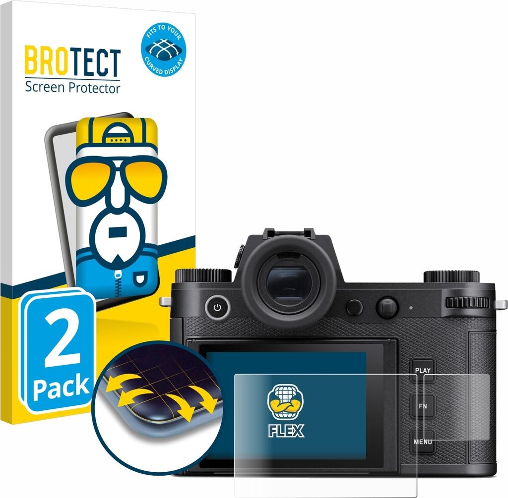 2x BROTECT Fullscreen Schutzfolie für Leica SL3 / SL3-S (Display + Schulterdisplay) Displayschutz Folie Fullcover Klar Transparent