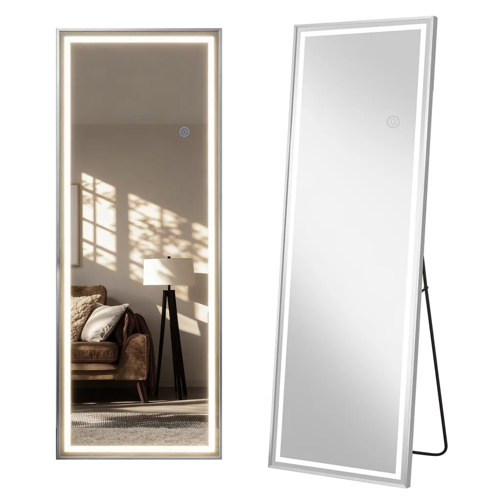 Miroir LED de Plain-pied 160x50 cm Lumineux pour Chambre et Dressing Chic
