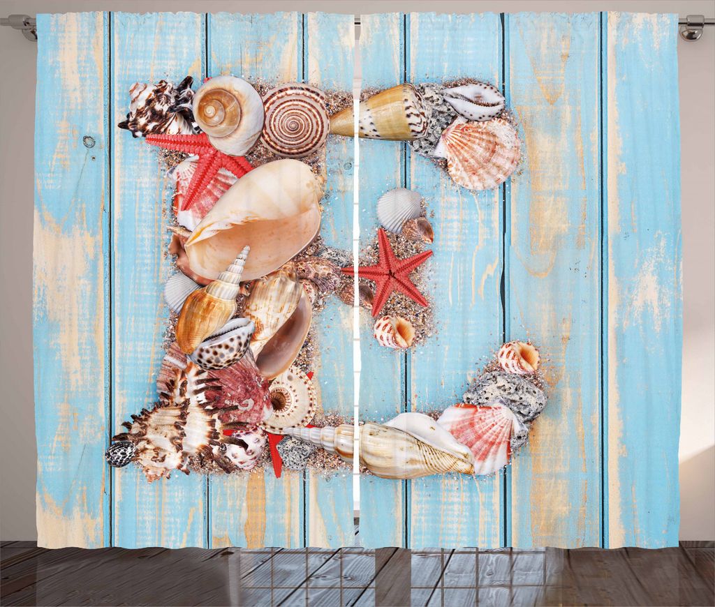 ABAKUHAUS Buchstabe E Rustikaler Vorhang, Unterwasser-E, Wohnzimmer Universalband Gardinen mit Schlaufen und Haken, 280 x 245 cm, Dunkle Koralle He...