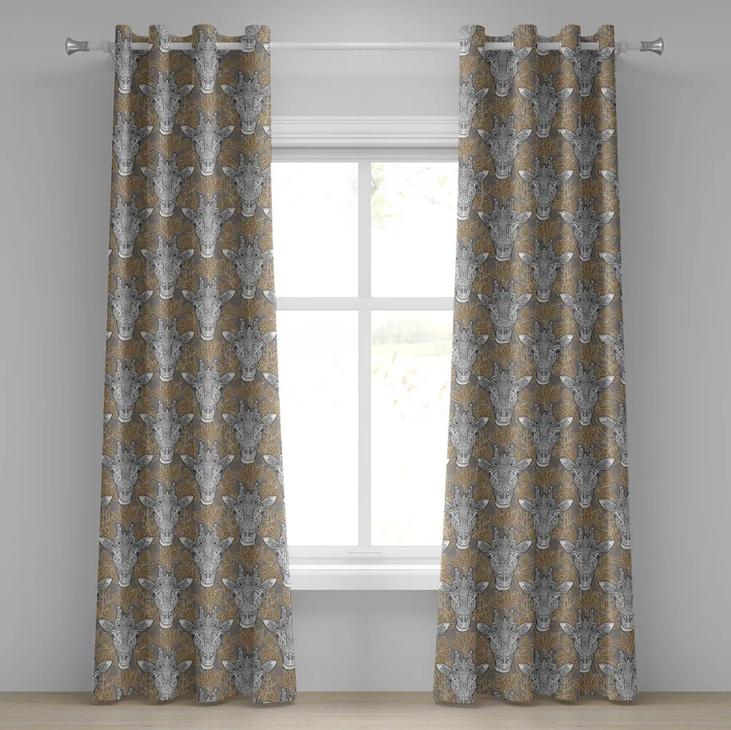Rideau à œillets Giraffe Motif Africain Taupe Caramel 280 x 175 cm