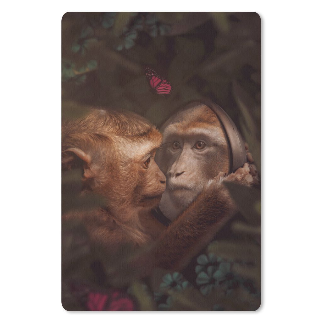 MuchoWow Mauspad Mousepad Affe - Spiegel - Dschungel 40x60 cm - Mousepads - Maus Mat - Pad - Mausunterlage - Schreibtisch Accesoire