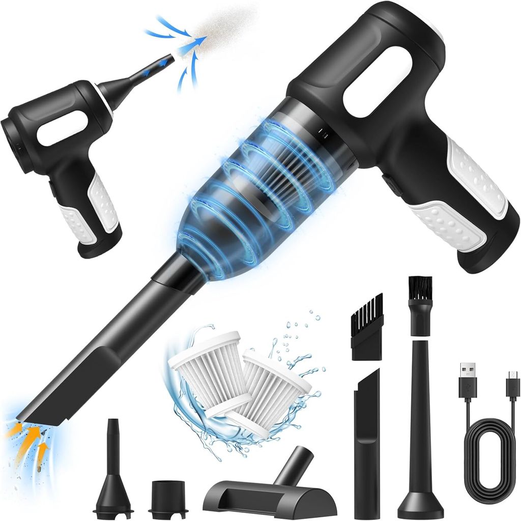 Kabelloser Handstaubsauger, 7000 Pa, 3-in-1-Saugleistung, Blasfunktion, Staubsauger für Auto und Büro, über USB wiederaufladbar
