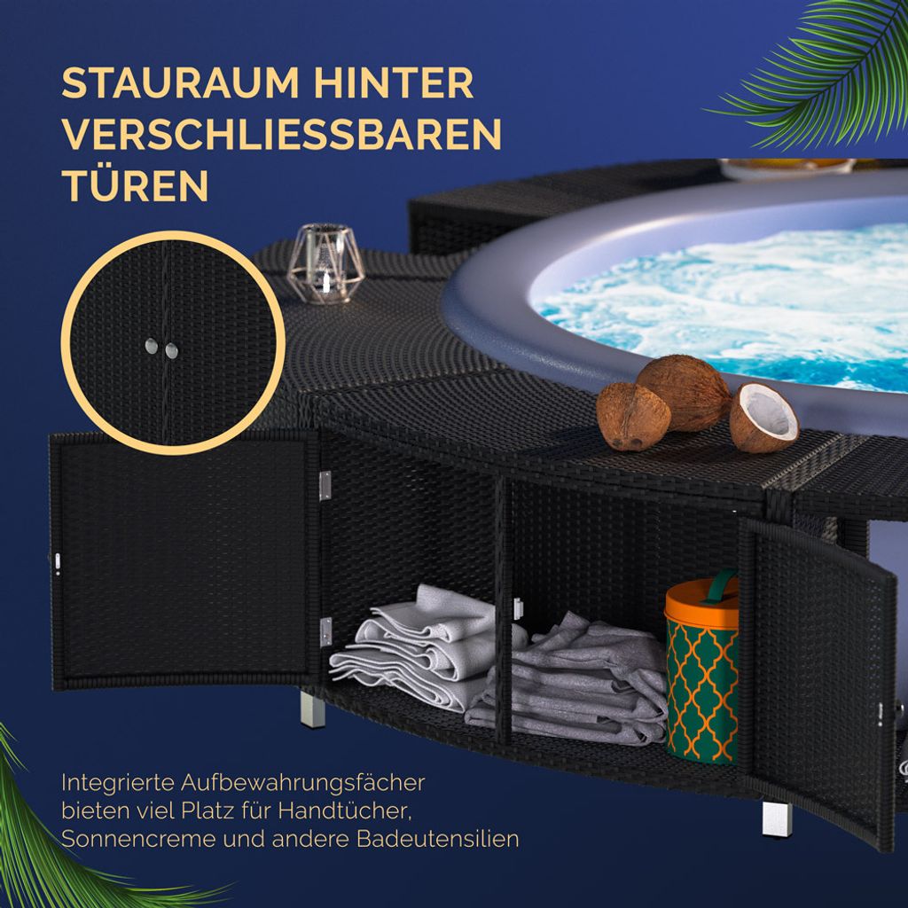 CASARIA® Luxus Whirlpool Verkleidung Polyrattan Innen Ø 206 Produktbild 4