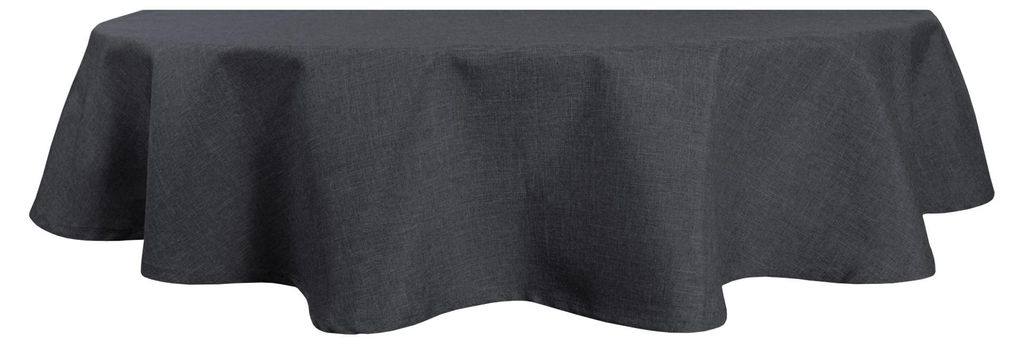 Tischdecke oval anthrazit 160x260 cm Leinenoptik Produktbild 