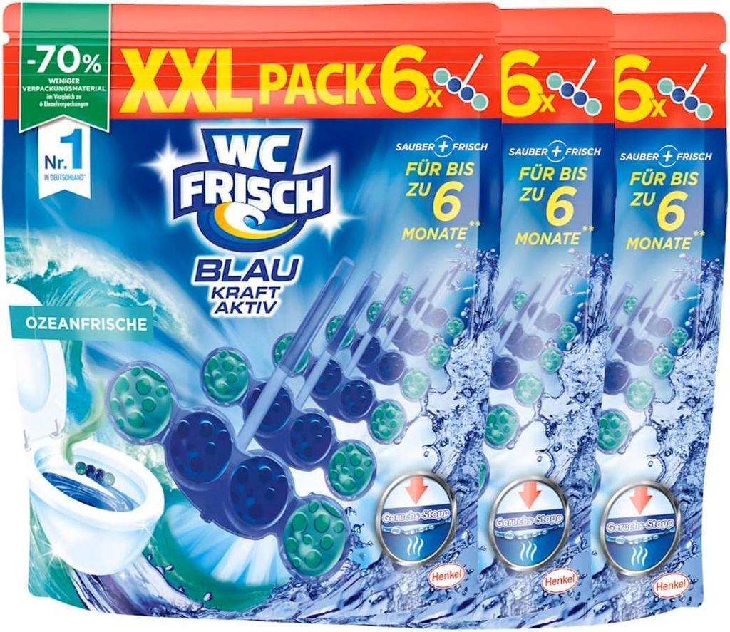 WC FRISCH Kraft Aktiv Blauspüler Ozeanfrische 3x(6x 50 g), Produktbild 