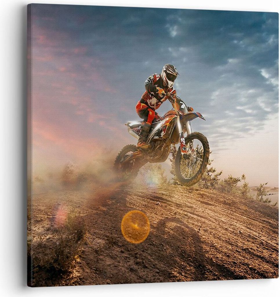 Bild auf Leinwand - Leinwandbild - Motor Reiten Helm - 40x40cm - Wand Bild - Wanddeko - Wandbilder - Leinwanddruck - Bilder - Kunstdruck - Wanddeko...