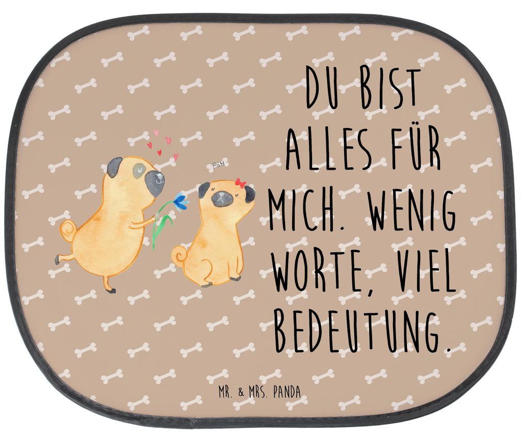 Mr. & Mrs. Panda Auto Sonnenschutz Mops Verliebt - Hundeglück - Geschenk, blendschutz, Hund, Sonnenblende, Pure Liebe, Sprüche, Partner, Knuffig,...