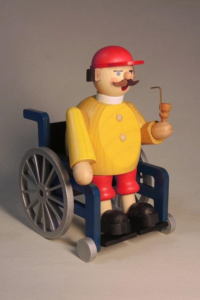 Räuchermann Rollstuhlfahrer mit Pfeife Höhe 14cm NEU