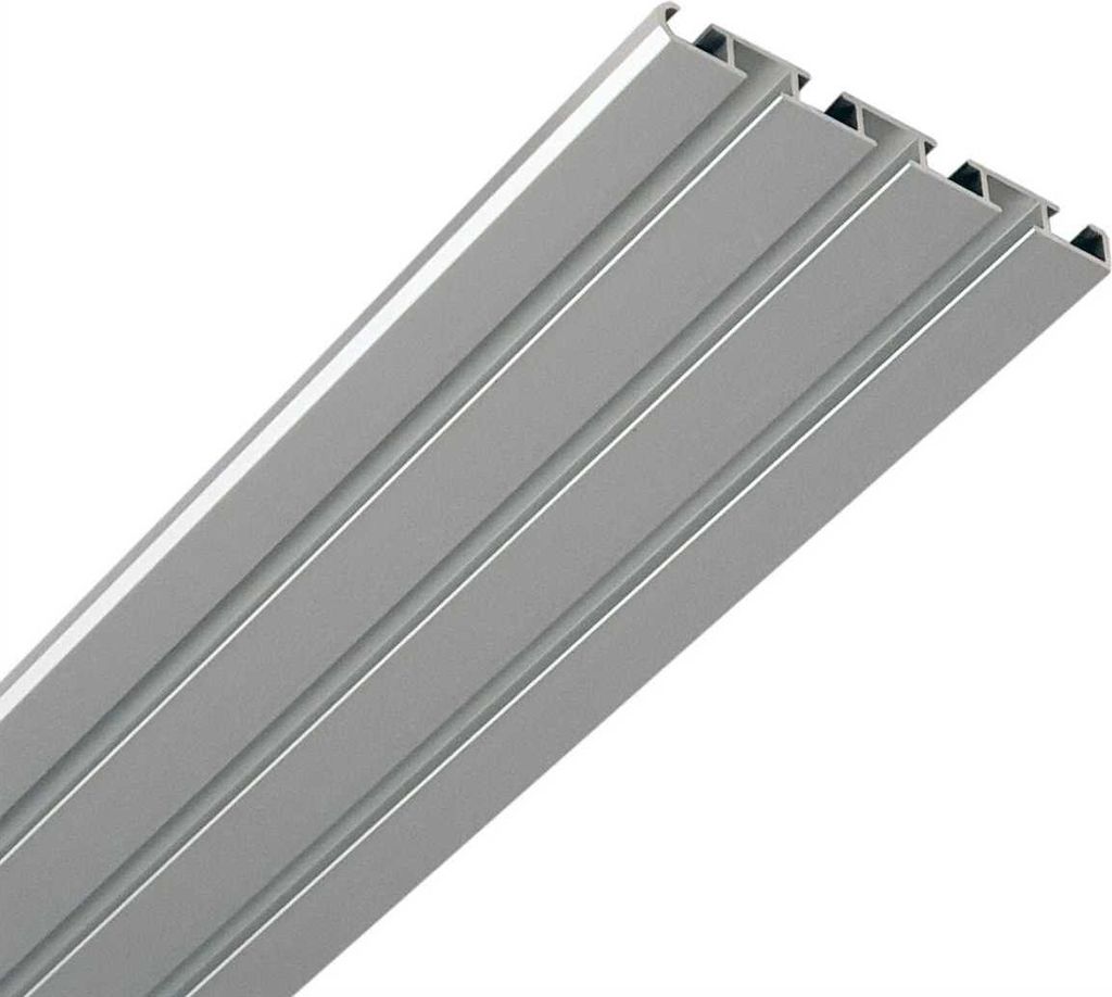Alu Vorhangschienen drehbar, Wendeschiene "Silber" in 120cm,3/4Lauf Vorhangschiene aus Aluminium