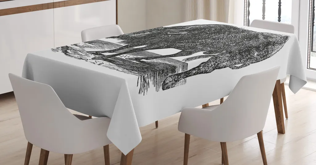 ABAKUHAUS Passatempo Tovaglia, Bookshelf Home Accessori, Rettangolare per Sala da Pranzo e Cucina, 140 cm x 240 cm, Charcoal Grey And White