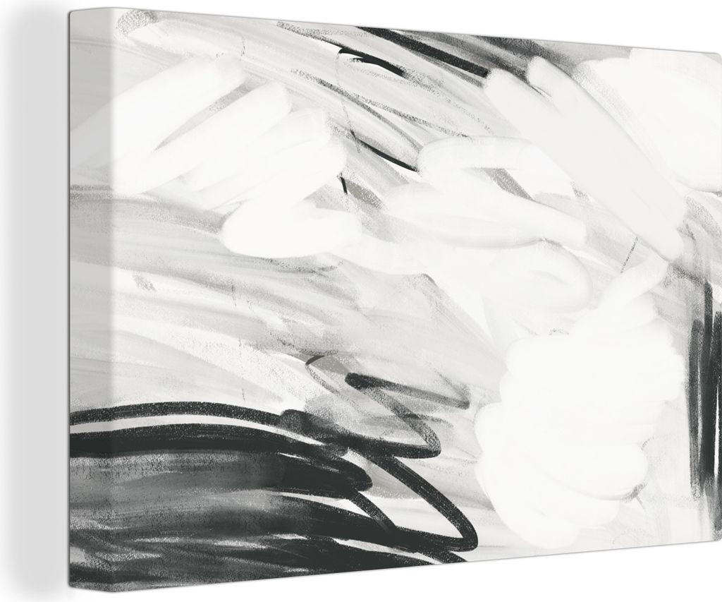 OneMillionCanvasses - Leinwandbilder - 140x90 cm, Schwarz - Weiß - Grau - Abstrakt, Wandbilder Kunstdruck Wanddekoration - Foto auf Leinwand - G...