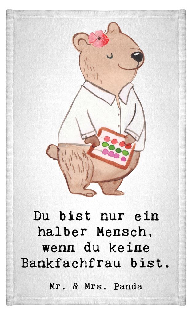 Mr. & Mrs. Panda Gästetuch Bankfachfrau Herz - Weiß - Geschenk, Bankangestellte, Gästehandtuch Bunt, Ausbildung, Mini-Handtuch, gäste wc handtu...
