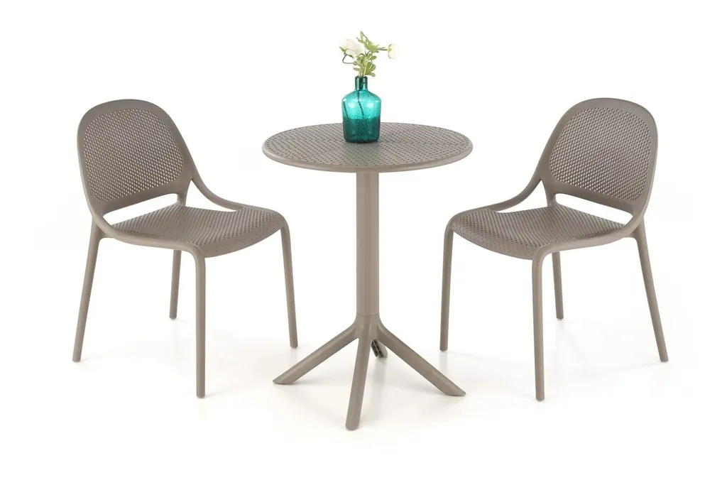 Table ronde CALVO gris mat avec plateau résistant et pieds stables