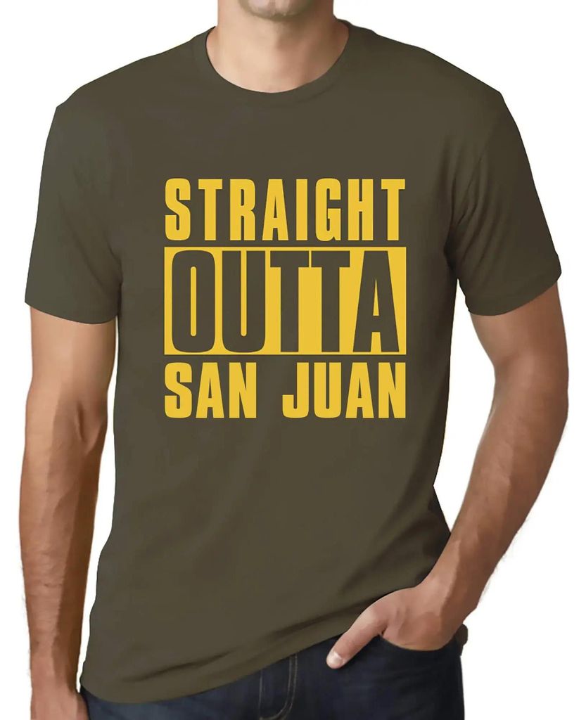 Herren Grafik T-Shirt Straight Outta San Juan Öko-Verantwortlich Vintage Jahrgang Kurzarm Lustige Druck Geburtstag Geschenk Mann