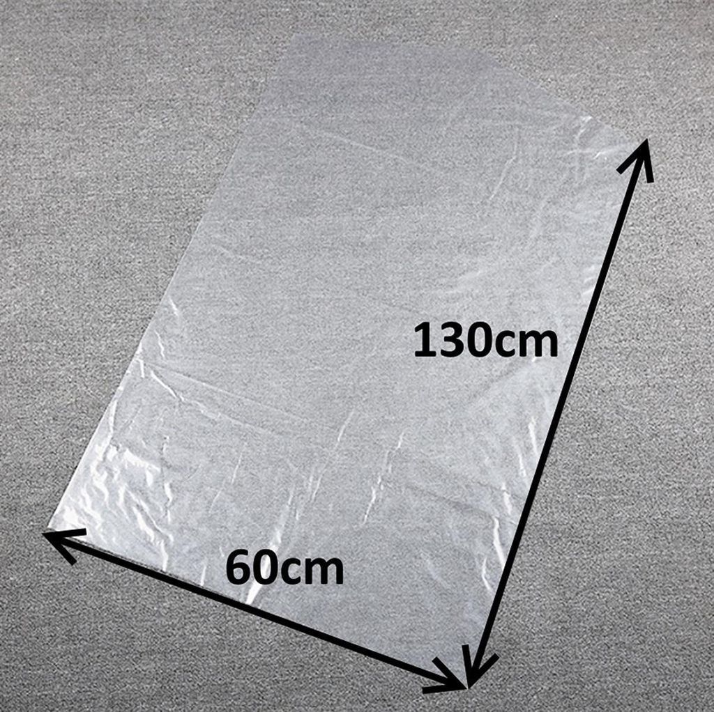 A transparent plastic sheet laid out on a grey surface, with dimensions indicated.