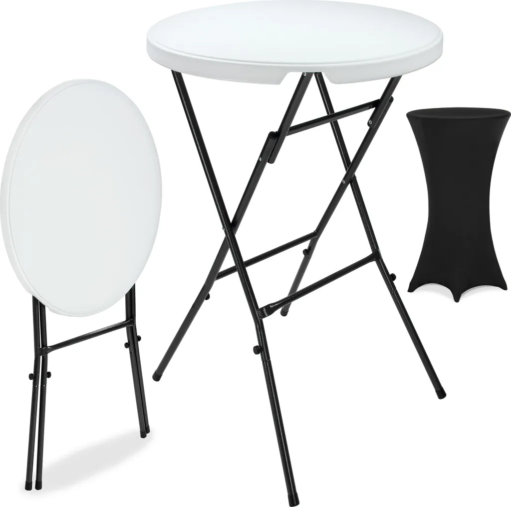 Table haute pliable CASARIA® 110cm avec housse noire de bistrot cocktail