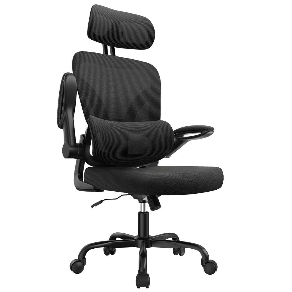 Bürostuhl Ergonomischer Bürostuhl mit Kopfstütze & verstellbaren Armlehnen,atmungsaktiver Mesh-Bezug,Rücken und Taillenstütze, Bürostühle Wi...