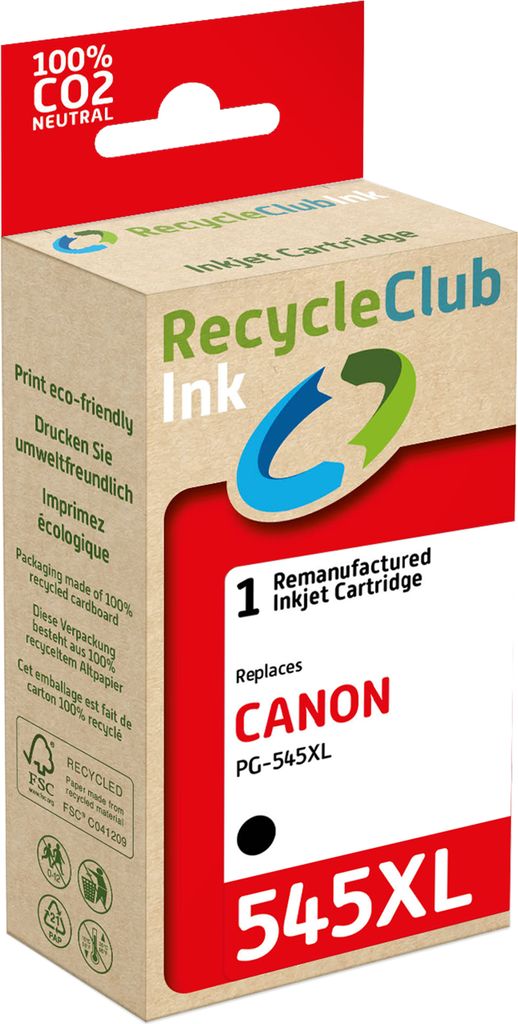 RecycleClub Patrone kompatibel mit Canon PG-545 XL Schwarz K20609RC
