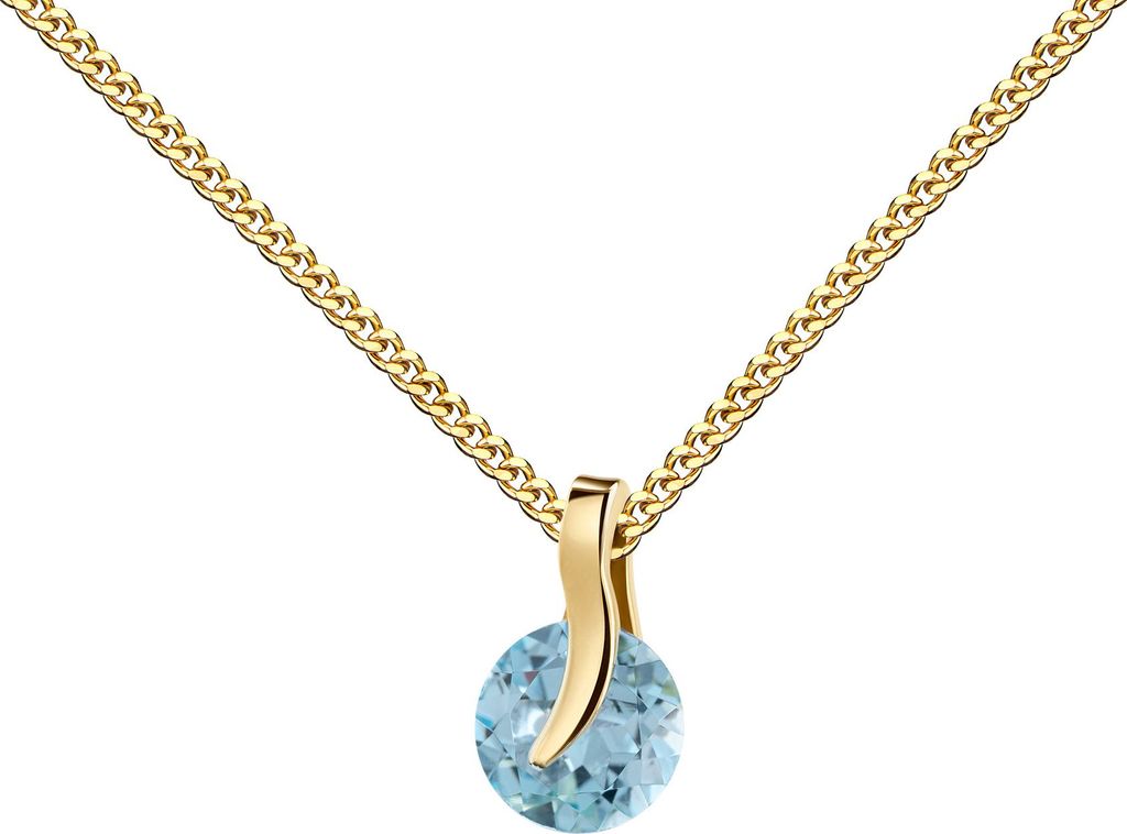 Blauer Topas Edelstein Anhänger 333 Gelbgold Damenanhänger . Mit Kette 36 cm