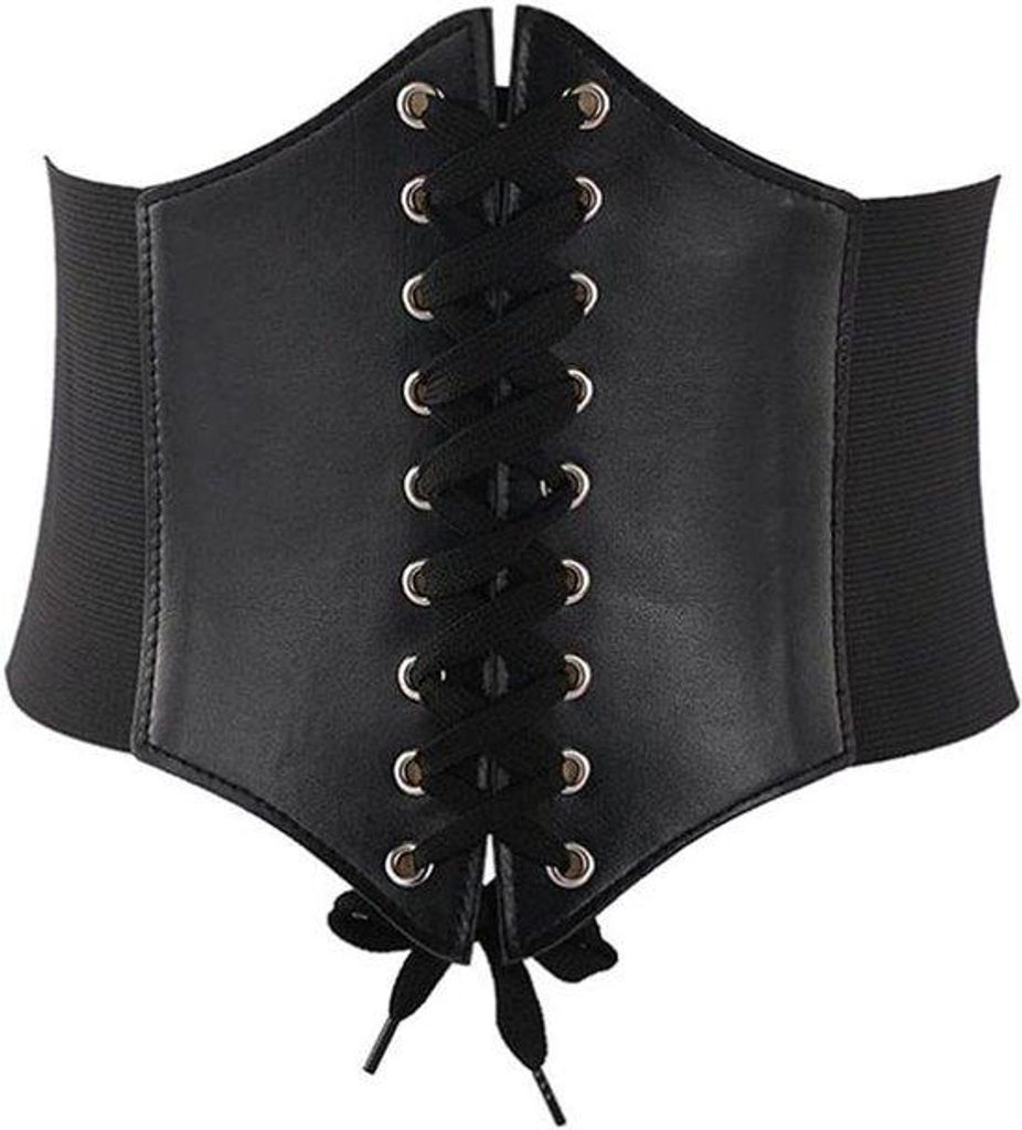 Elastische Kunstlederen Tailleband für Frauen | Afslank Body Corset | Cinch-Jurk-Gordel mit Waspie-Design | Onderborst | Slimming Corset | Schwarz |