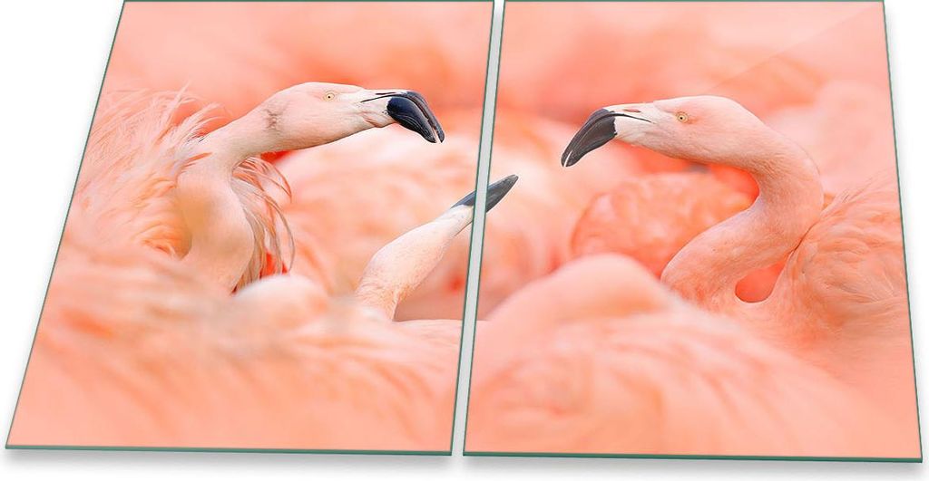 Herdabdeckplatte Glaskeramik 2-Teilig 2x40x52 Tiere Pink Abdeckung Spritzschutz Glas