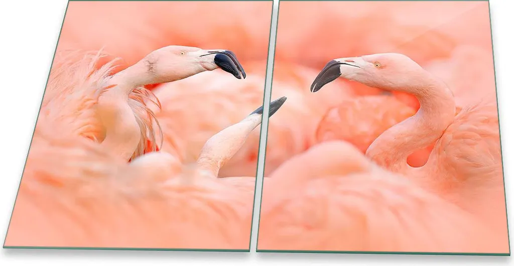 Set 2 Piastre Copri Piano Cottura 40x52 Vetro Temperato Rosa Animali