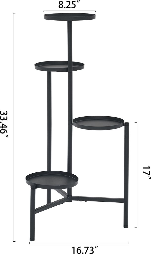 Pflanzenständer 4-etagig, Rund, Schwarz – Platzsparende Blumenregal Für Balkon & Wohnzimmer