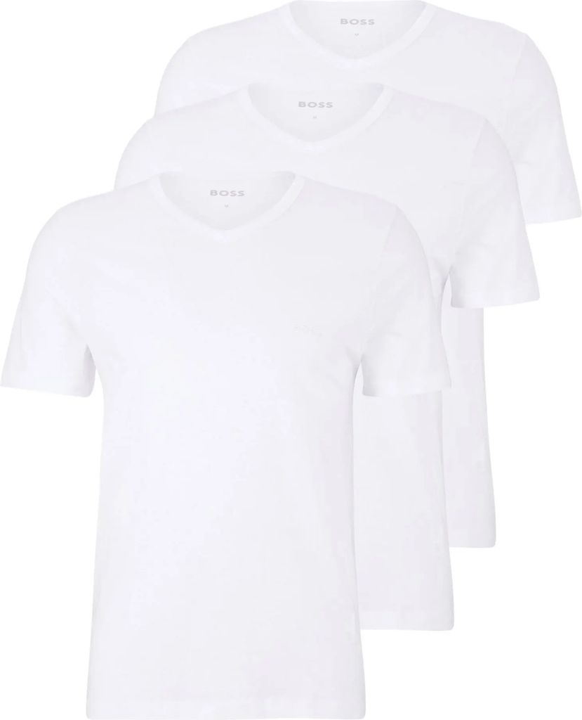 BOSS Herren T Shirts Classic V Ausschnitt Multipack Weiß/White L