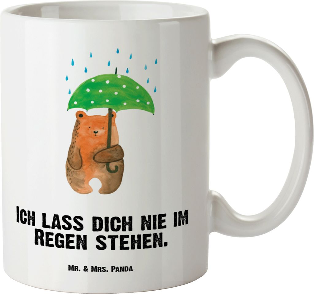 Mr. & Mrs. Panda Riesenkaffeetasse Bär Regenschirm - Weiß - Geschenk, Pärchen, Spruch, Haferl, Familie, Pott, Partner, Freunde, Liebe, Große Ta...