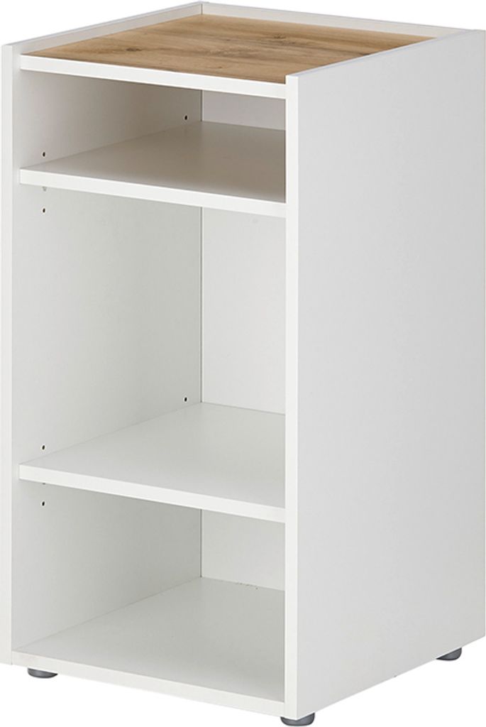 Regal 70cm hoch, weiß mit Eiche, CRISP-61