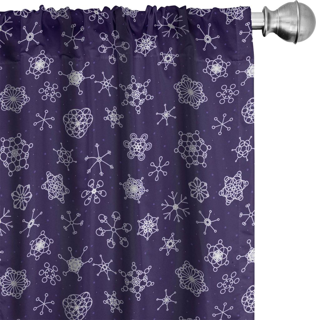 ABAKUHAUS Schneeflocke Vorhänge, Gardinen, Muster von Continuous lila getönten Monochrom Moderne Motive Winter-, 2 Stück 75 x 175 cm, Indigo und...
