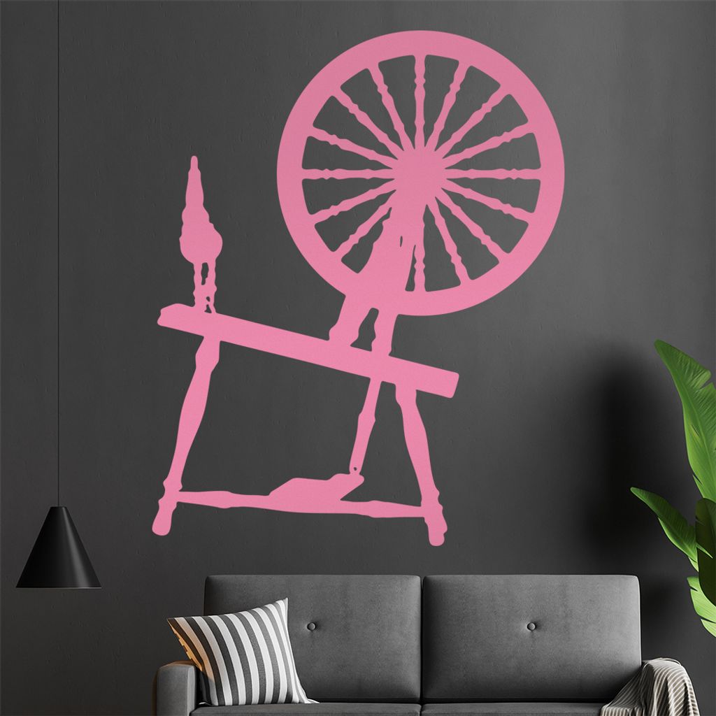 KIWISTAR Spinnrad - Spinnstuhl Stoff Spinnerei Wandtattoo in 6 Größen - Wandaufkleber Wall Sticker - Dekoration, Küche, Wohnzimmer, Schlafzimmer...