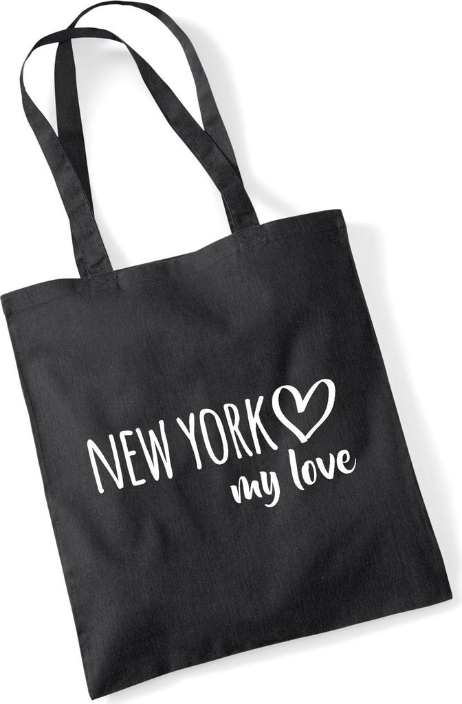 Huuraa Jutebeutel New York my love 10 Liter Black Baumwolle Tasche Geschenkidee