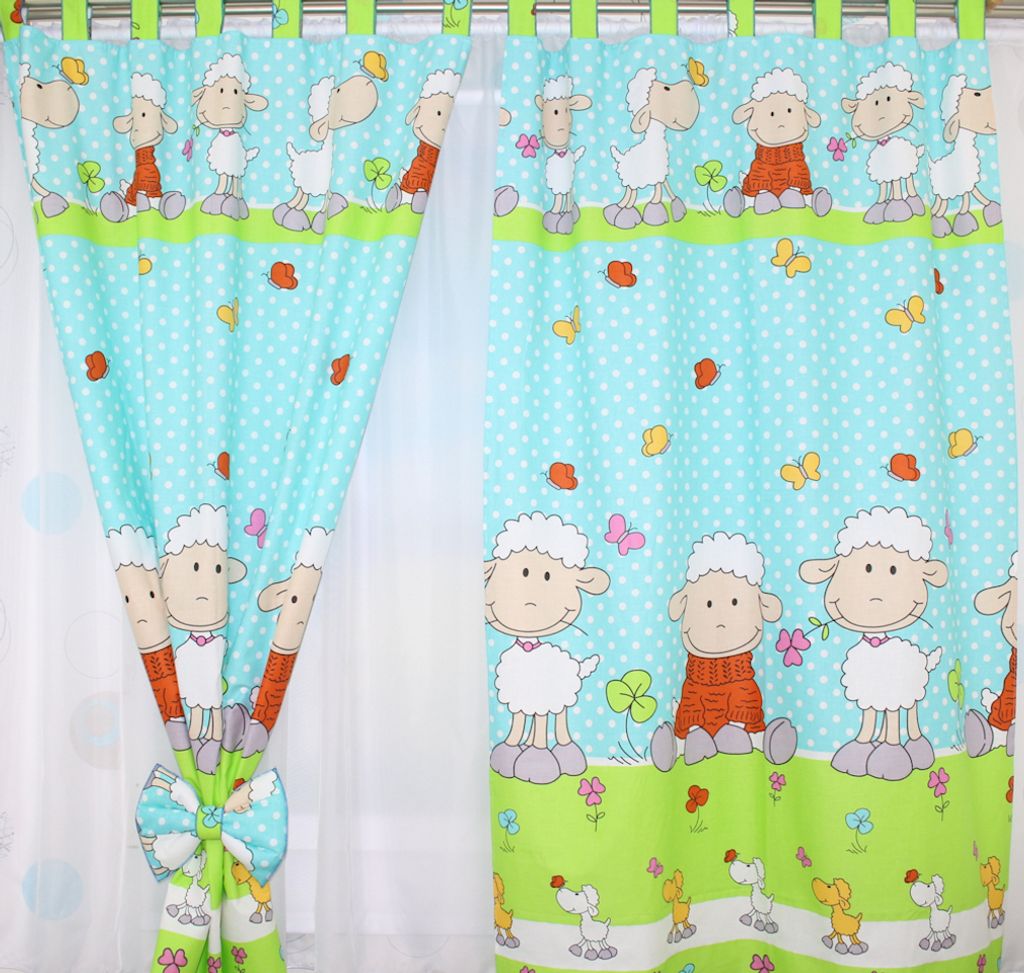 Vorhänge mit Schlaufen Kinder Baby Gardinen Kinderzimmer Vorhang 22. Schaf Türkis