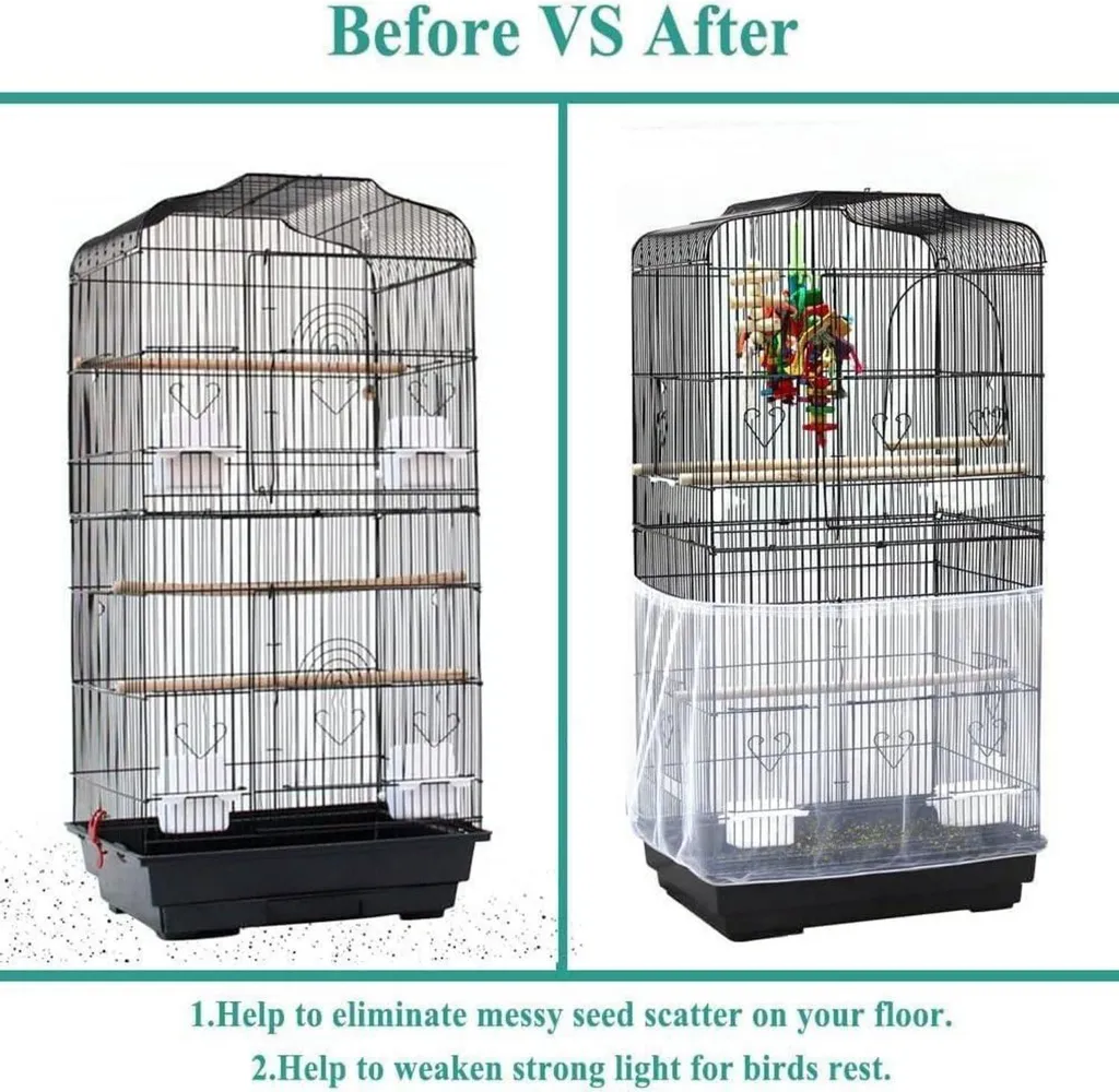 Couverture pour cage d'oiseau élastique en maille nylon noire - 4
