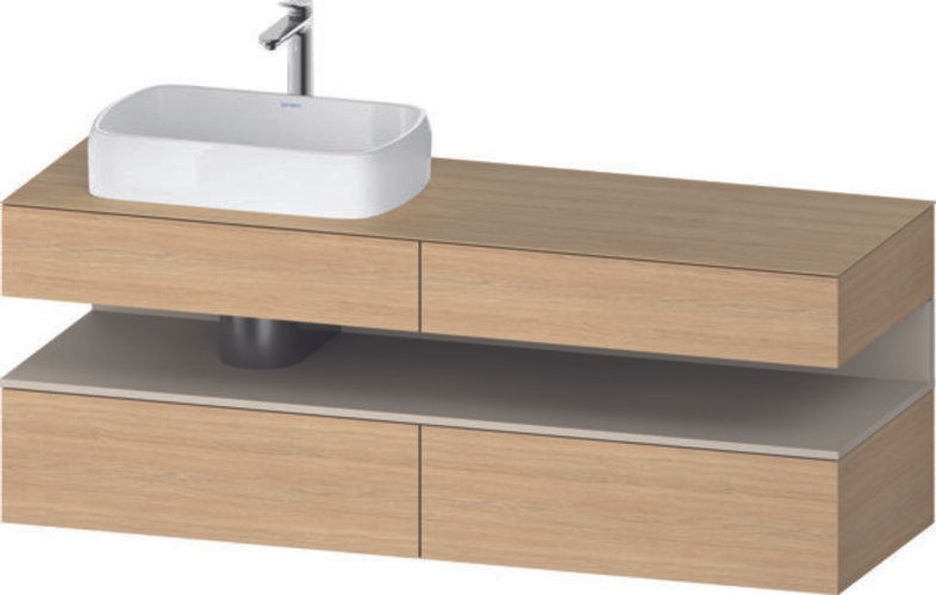 Duravit Qatego Konsolenwaschtischunterbau, 2 Auszüge, 2 Schubkästen, Ausschnitt links, 1600x550x600mm, Nische Taupe Supermatt, QA4777083300000