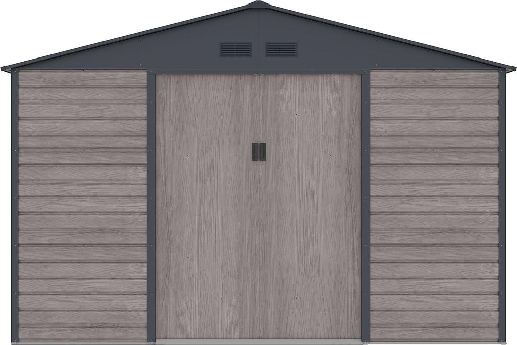 Metall-Gartenhaus aus verzinktem Stahl in Holzimitation Produktbild 