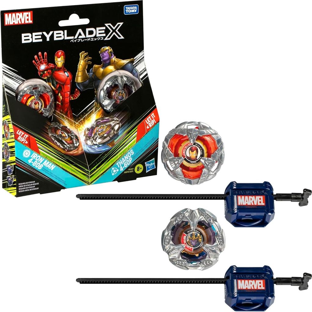 Hasbro - Akcesorium Beyblade X Iron Man 4-80B Thanos 4-60P Immagine del prodotto 