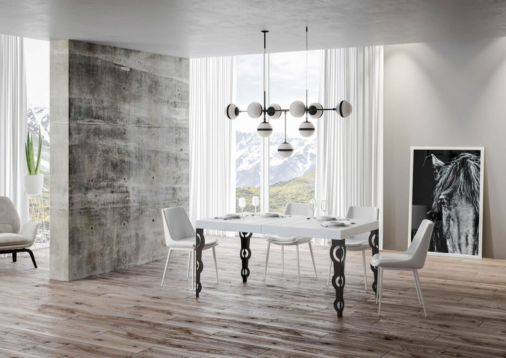 ITAMOBY - Ausziehtisch 180/284x90 cm Karamay Esche weiß Tischbeine Anthrazit