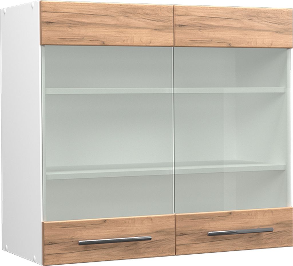 Küchenglasschrank Vicco Fame-Line Goldkraft Eiche 80 cm, Produktbild 