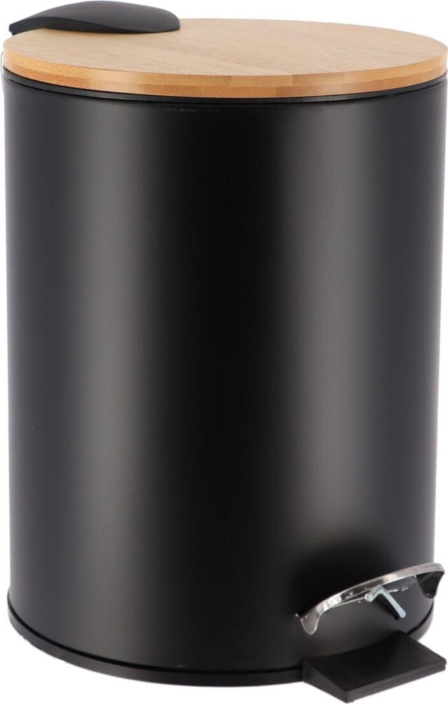 Tendance Badezimmereimer/Abfalleimer Bamboo vibe - soft close - schwarz - 3 Liter - Metall