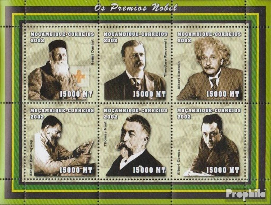 Briefmarken Mosambik 2002 Mi 2402-2407 Kleinbogen (kompl.Ausg.) postfrisch Nobelpreisträger
