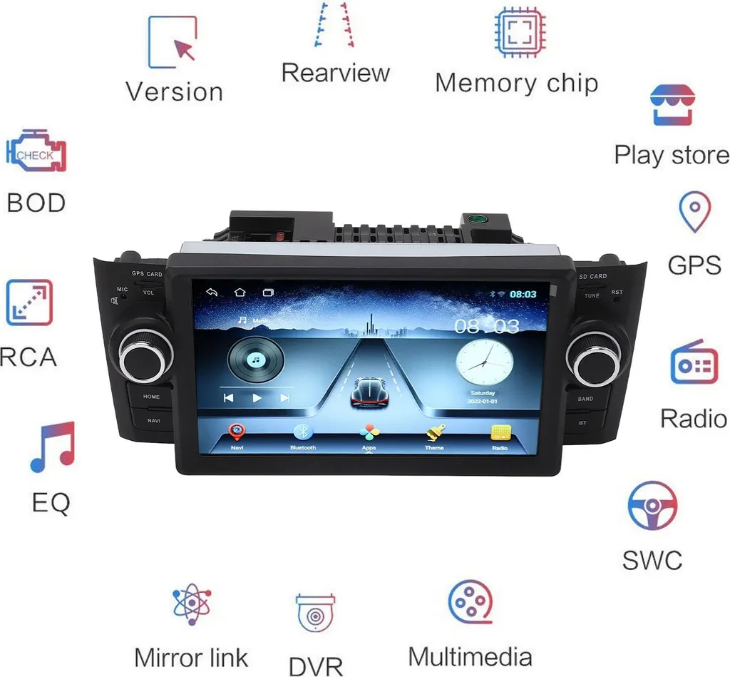 Navigation GPS et Musique sans fil Fiat Grande Punto 2007-2012 Carplay