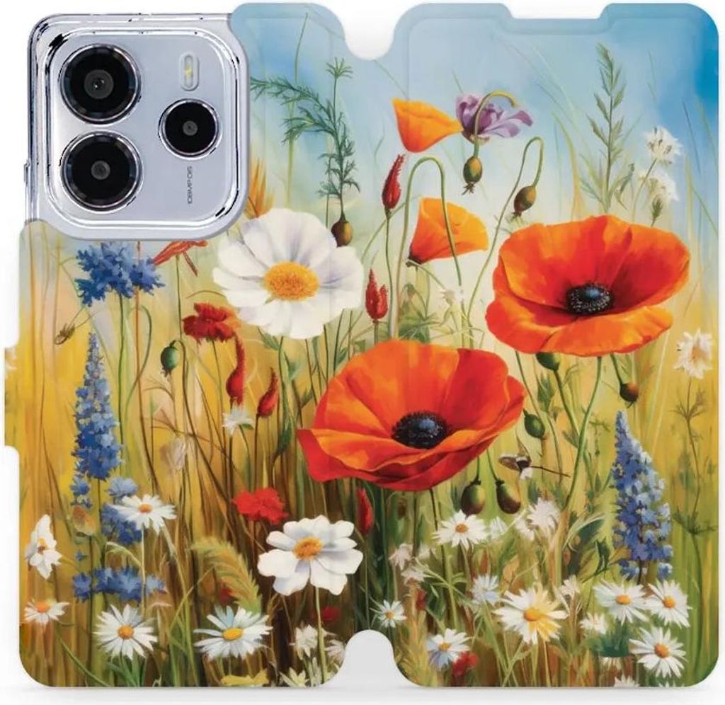 Handyhülle mit klappe für Xiaomi Redmi Note 14 4G, Mobiwear Book, Wiesenblumen
