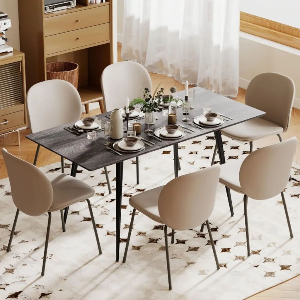 Table de salle à manger extensible pour 6 à 8 personnes avec pieds acier - 6