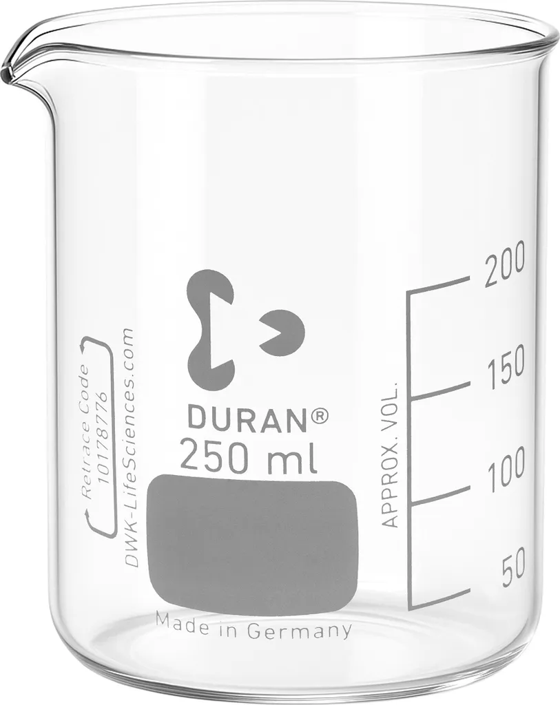 Bécher DURAN 250 ml anticasse thermique en verre borosilicaté avec bec verseur - 2